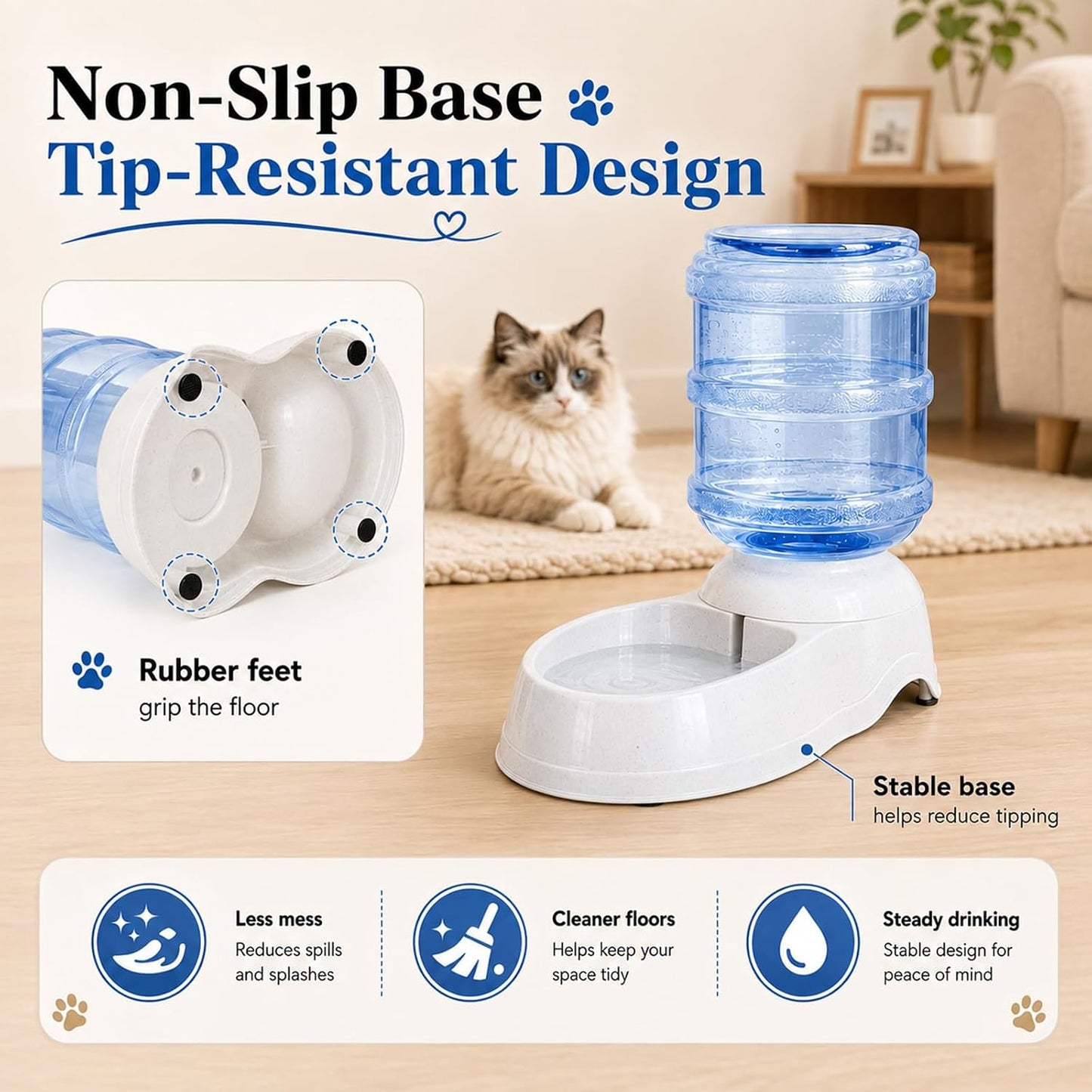 Pet Water Dispenser Station for Large Dogs and Cats,3 Gallon/11L Gravity Automatic Feeder, Cat Dog Water Fountain, Dog Water Bowl Dispenser,Large Breed Dog Drinking Fountain
