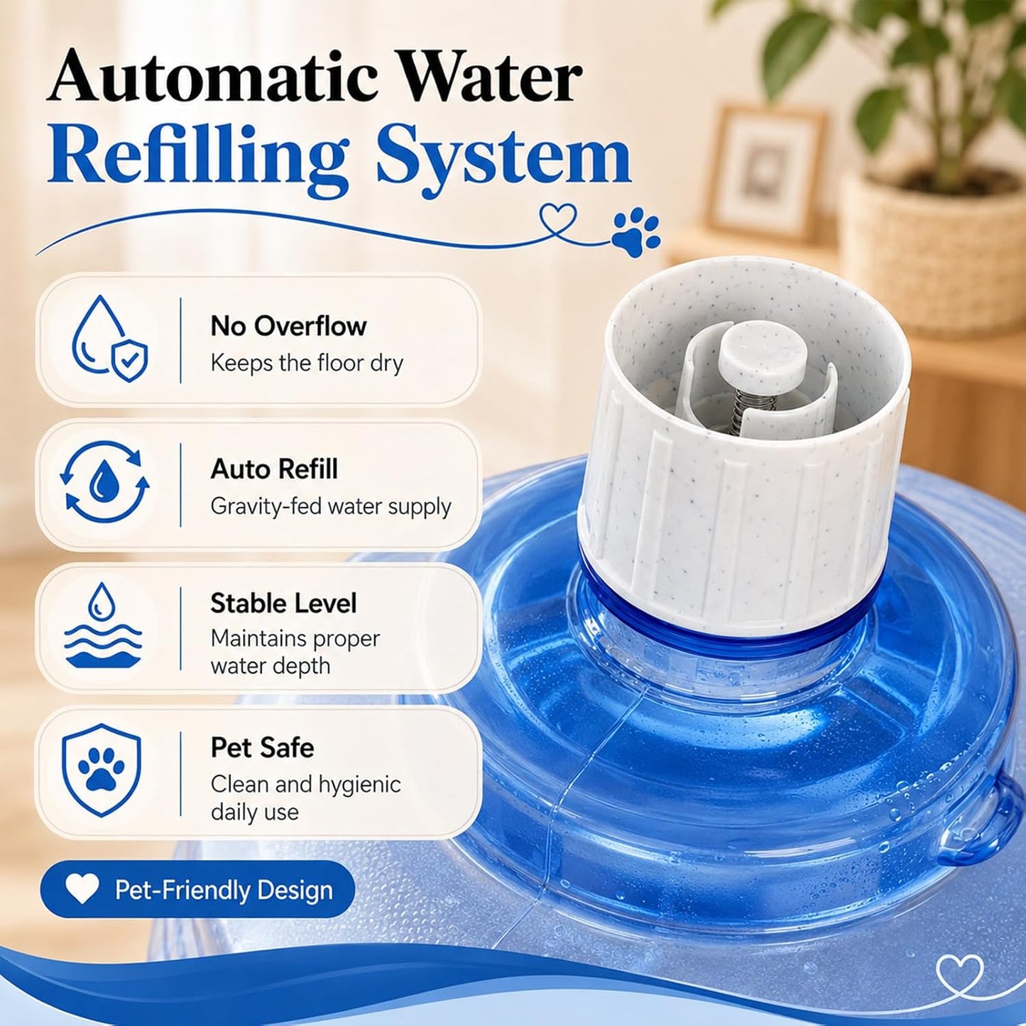 Pet Water Dispenser Station for Large Dogs and Cats,3 Gallon/11L Gravity Automatic Feeder, Cat Dog Water Fountain, Dog Water Bowl Dispenser,Large Breed Dog Drinking Fountain