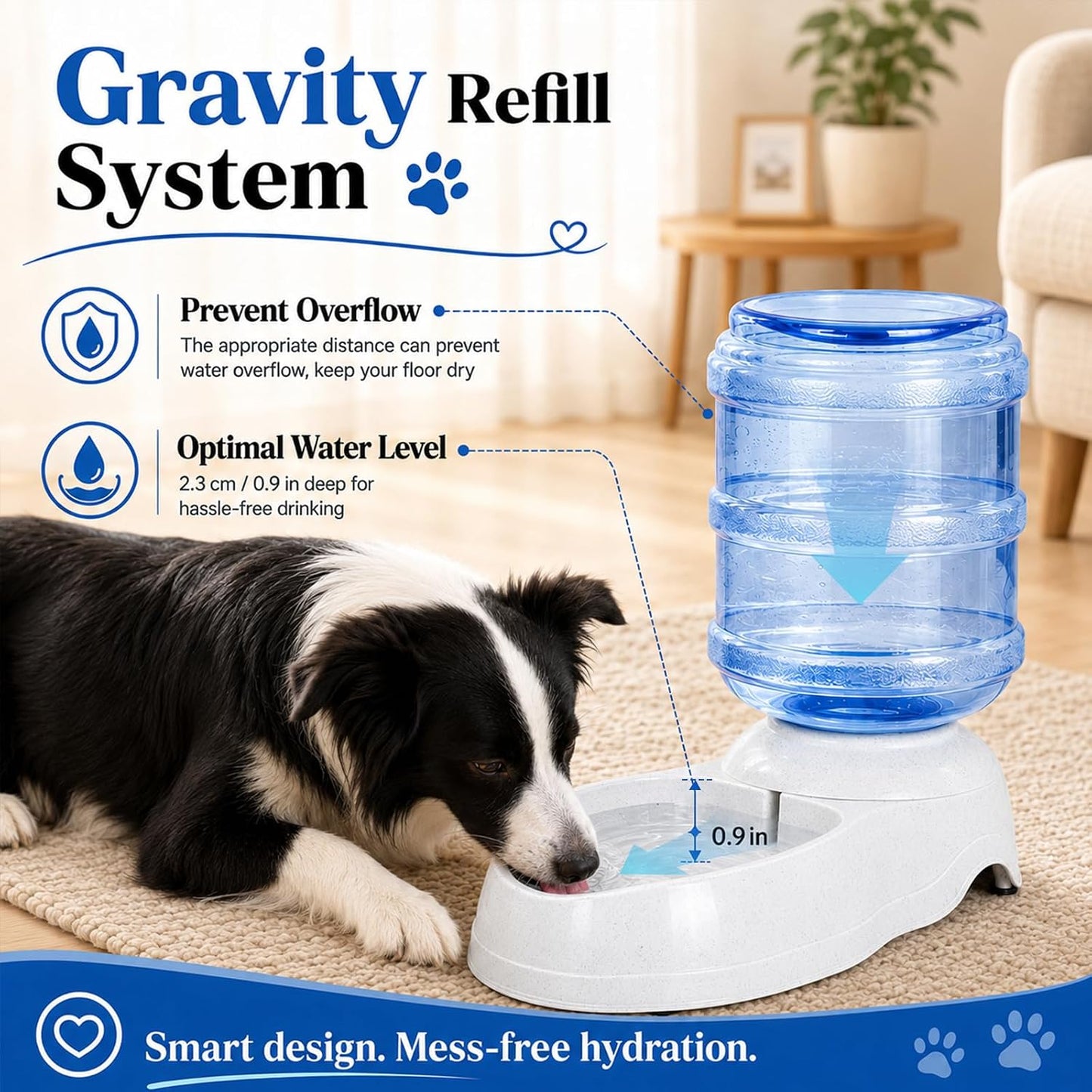 Pet Water Dispenser Station for Large Dogs and Cats,3 Gallon/11L Gravity Automatic Feeder, Cat Dog Water Fountain, Dog Water Bowl Dispenser,Large Breed Dog Drinking Fountain