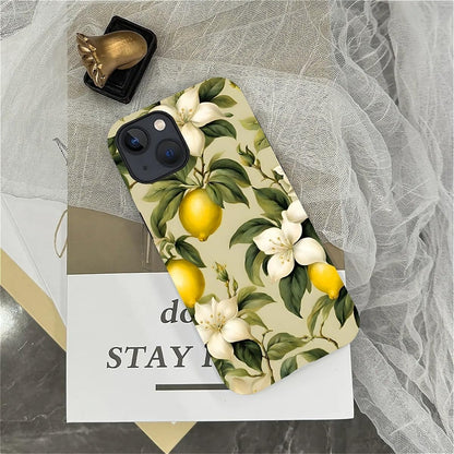 Case for iPhone 13/14,Camellia Lemon Exquisitely Pattern Double Protective Phone Cover Cases Soft Silicone for iPhone 13/14