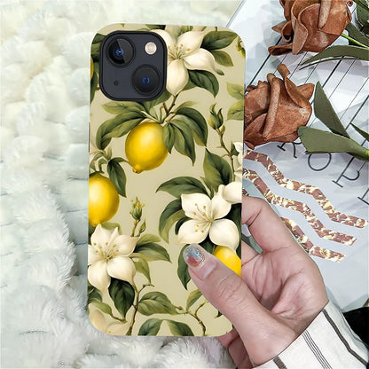 Case for iPhone 13/14,Camellia Lemon Exquisitely Pattern Double Protective Phone Cover Cases Soft Silicone for iPhone 13/14
