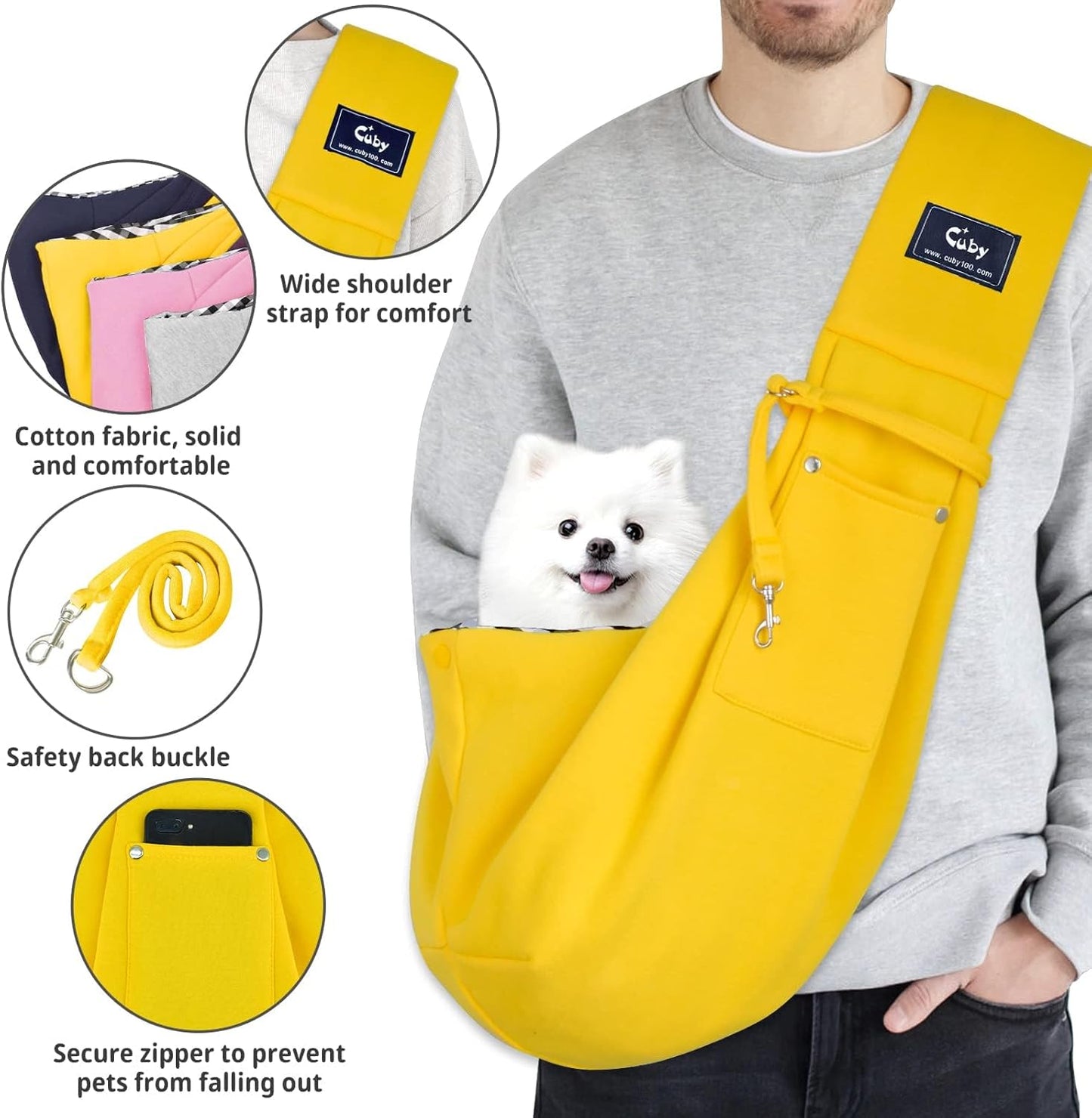 Dog and Cat Sling Carrier - Hands Free Reversible Pet Papoose Bag - Soft Pouch and Tote Design - Suitable for Puppy, Small Dogs Cats Outdoor