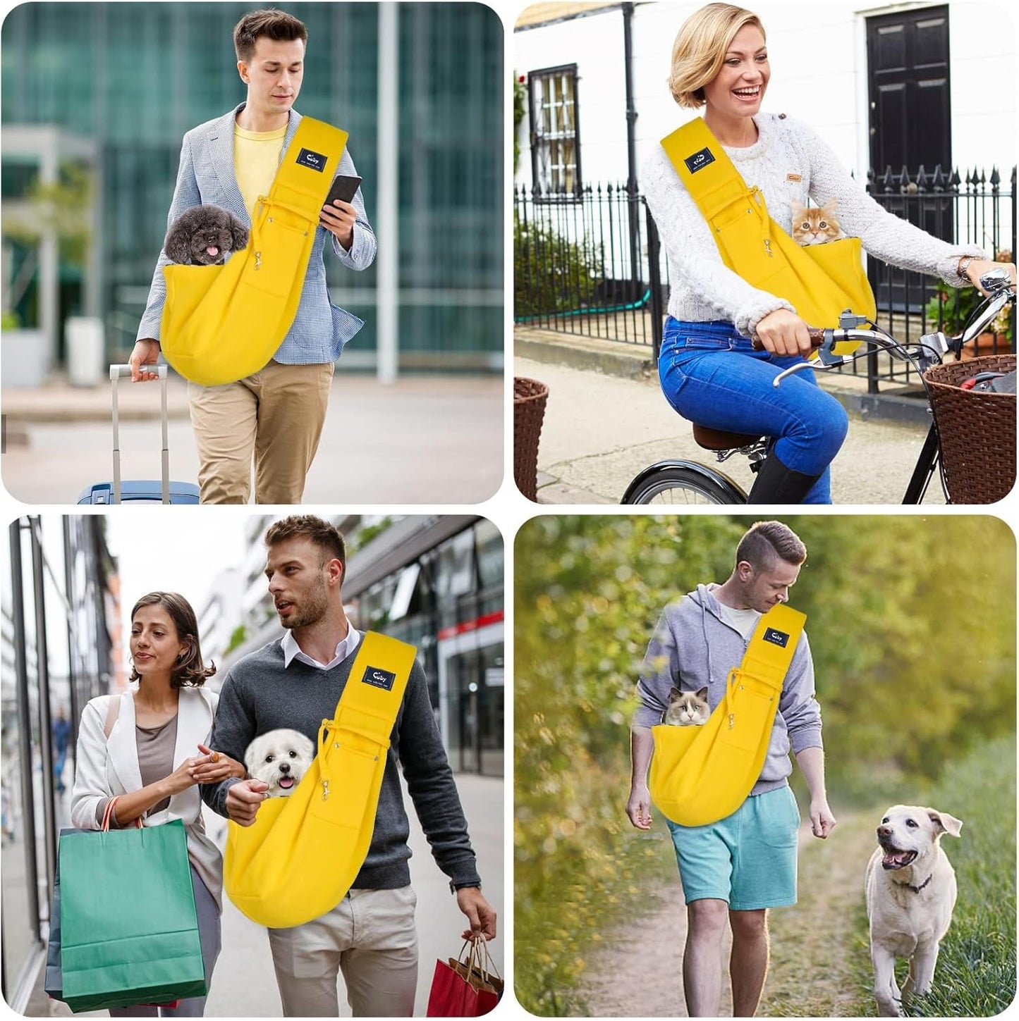 Dog and Cat Sling Carrier - Hands Free Reversible Pet Papoose Bag - Soft Pouch and Tote Design - Suitable for Puppy, Small Dogs Cats Outdoor