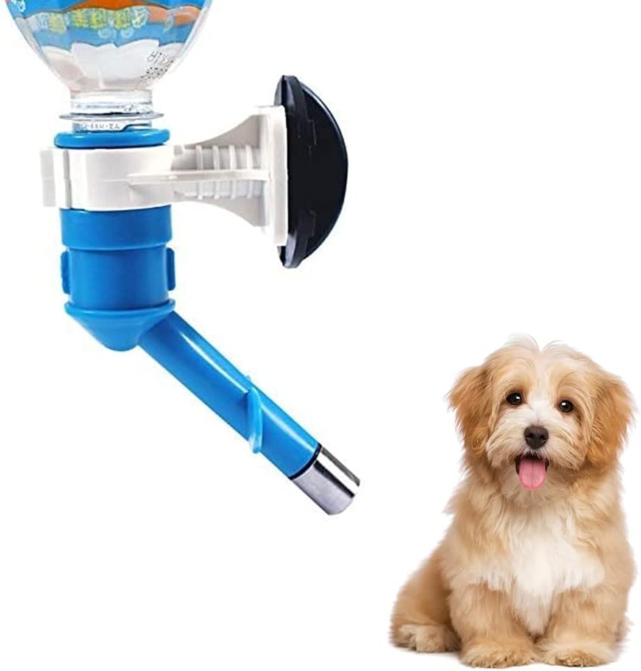 Pet Cat Puppy Dog Drinking Kit Hanging Water Dispenser Fountain Bottle Head (Blue)