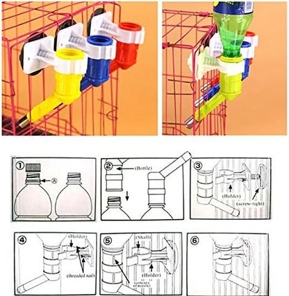 Pet Cat Puppy Dog Drinking Kit Hanging Water Dispenser Fountain Bottle Head (Blue)