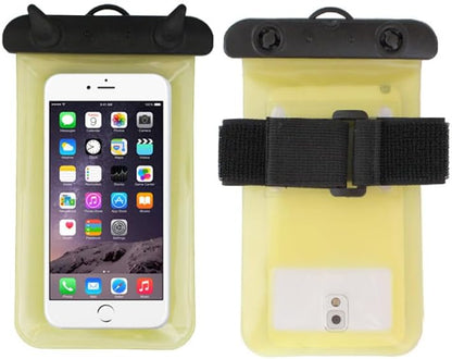 Soft Waterproof Phone Pouch, Universal IPX8 Waterproof Case for iPhone Samsung Galaxy Series, 6.0" Dry Bag with Armband + Lanyard for Beach Pool Water Play Swimming Yellow