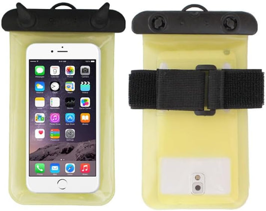 Soft Waterproof Phone Pouch, Universal IPX8 Waterproof Case for iPhone Samsung Galaxy Series, 6.0" Dry Bag with Armband + Lanyard for Beach Pool Water Play Swimming Yellow