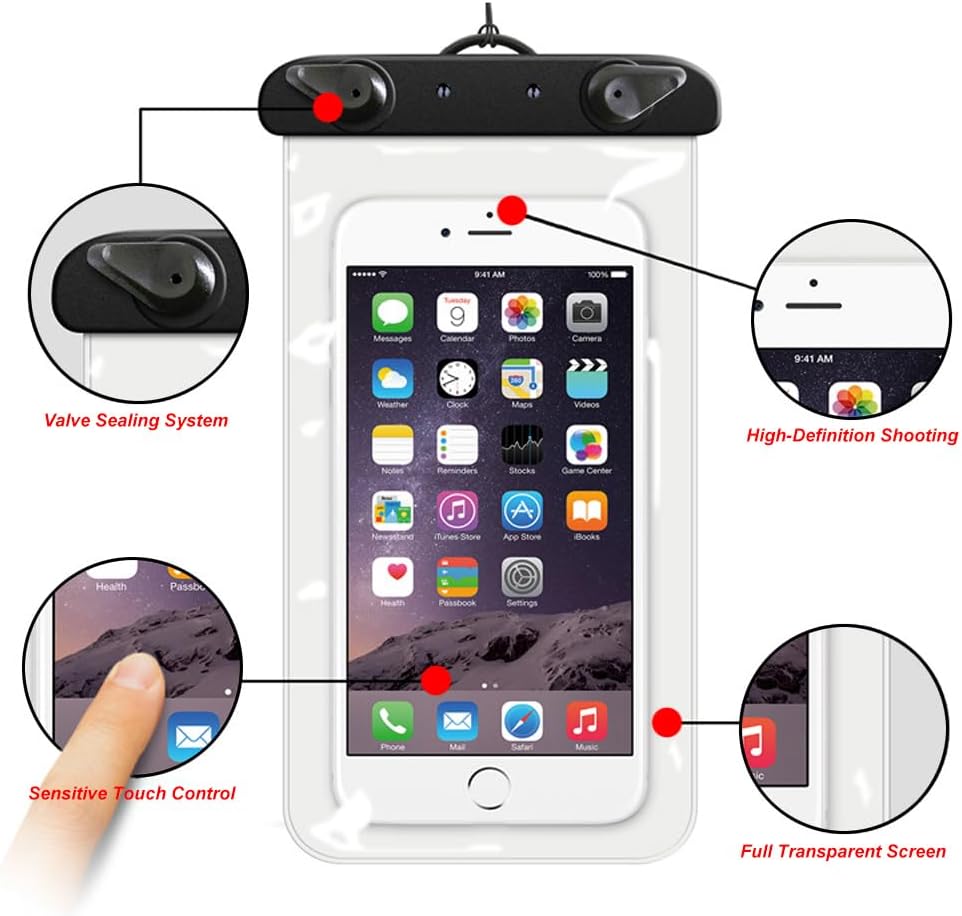 Soft Waterproof Phone Pouch, Universal IPX8 Waterproof Case for iPhone Samsung Galaxy Series, 6.0" Dry Bag with Armband + Lanyard for Beach Pool Water Play Swimming Yellow
