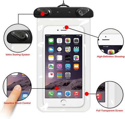 Soft Waterproof Phone Pouch, Universal IPX8 Waterproof Case for iPhone Samsung Galaxy Series, 6.0" Dry Bag with Armband + Lanyard for Beach Pool Water Play Swimming Yellow