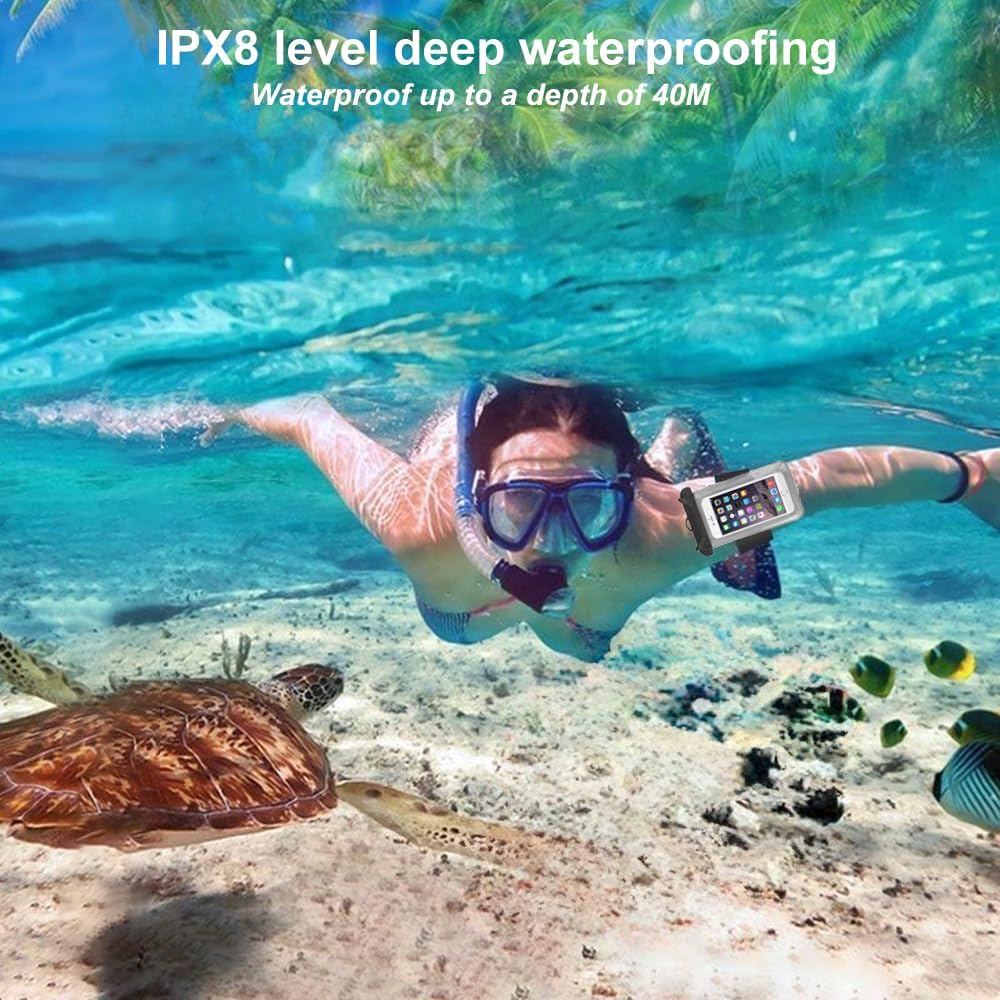 Soft Waterproof Phone Pouch, Universal IPX8 Waterproof Case for iPhone Samsung Galaxy Series, 6.0" Dry Bag with Armband + Lanyard for Beach Pool Water Play Swimming Yellow