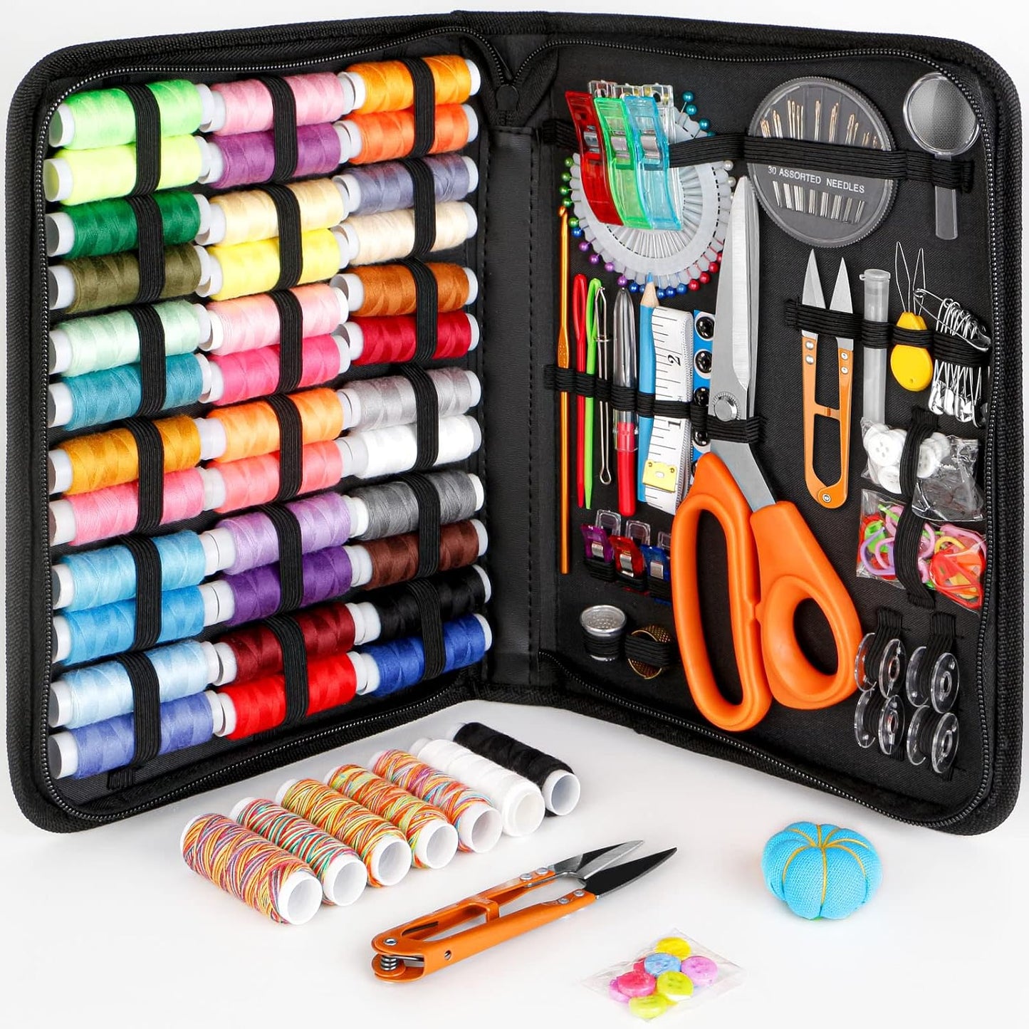 Sewing Kit for Adults Beginners, Portable Needle Thread Repair Kit | Heavy Duty Tailor Scissors, 43XL Thread & Yarn Snips, Complete Sewing Supplies Set for Home, Travel & College Dorm Essentials
