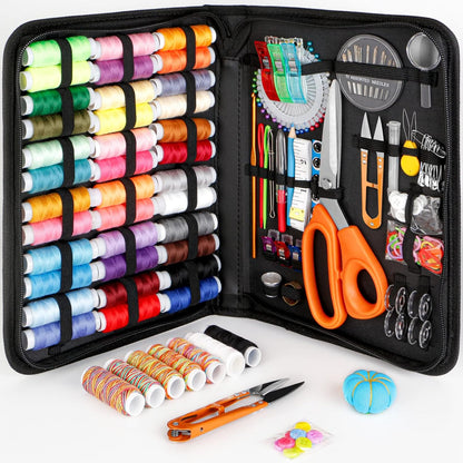 Sewing Kit for Adults Beginners, Portable Needle Thread Repair Kit | Heavy Duty Tailor Scissors, 43XL Thread & Yarn Snips, Complete Sewing Supplies Set for Home, Travel & College Dorm Essentials