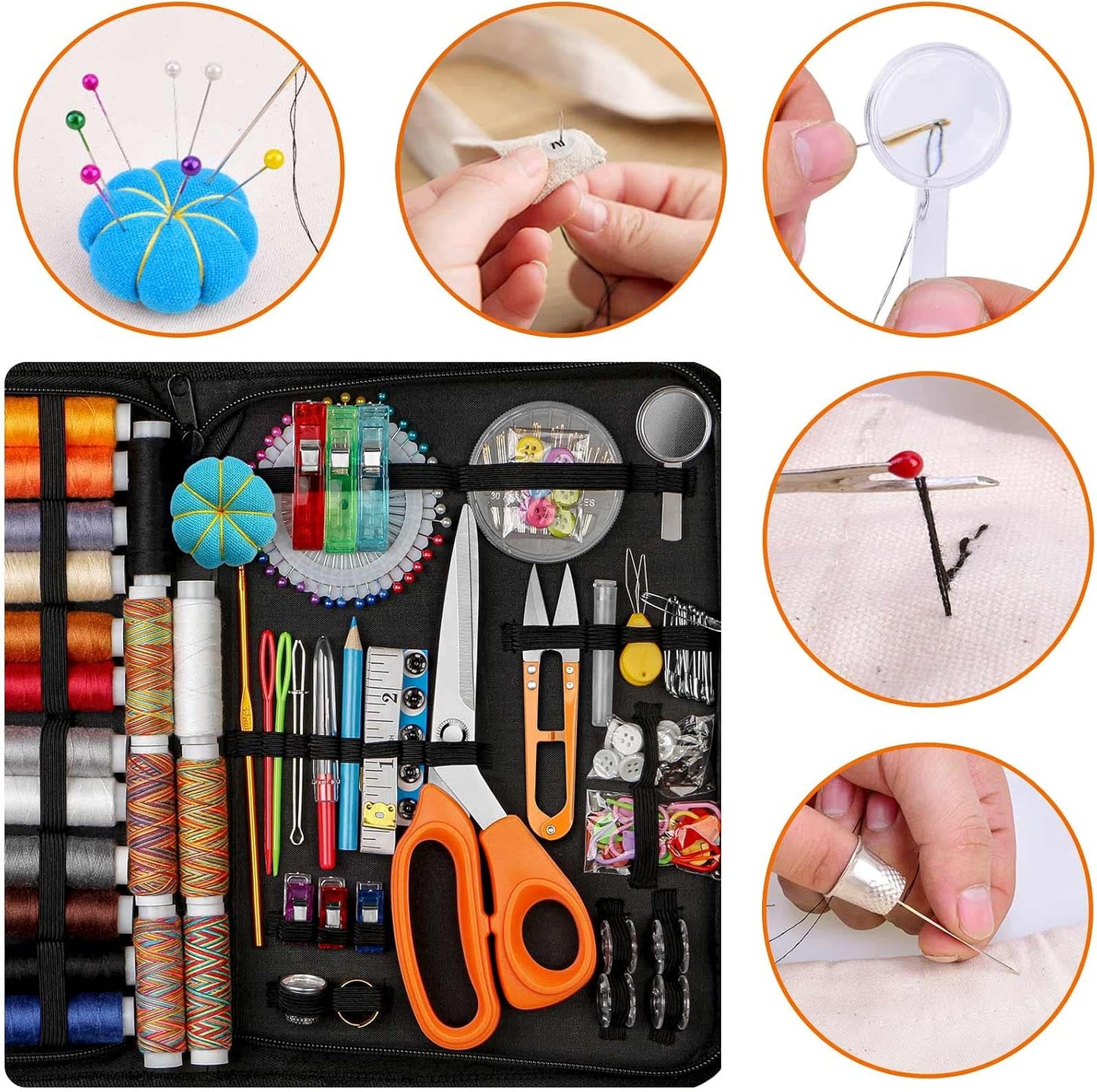 Sewing Kit for Adults Beginners, Portable Needle Thread Repair Kit | Heavy Duty Tailor Scissors, 43XL Thread & Yarn Snips, Complete Sewing Supplies Set for Home, Travel & College Dorm Essentials