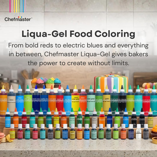 Lemon Yellow Liqua-Gel® Food Coloring | Vibrant Color | Professional-Grade Dye for Icing, Frosting, Fondant | Baking & Decorating | Fade-Resistant | Easy-to-Use | Made in USA | 2.3 oz
