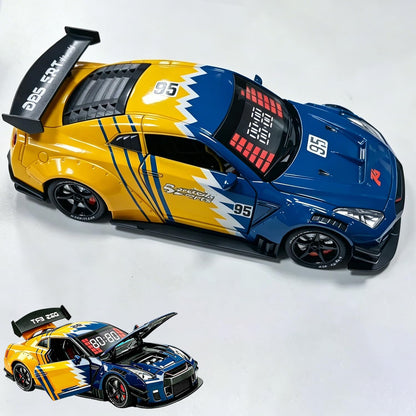 Hyper-car Alarm Clock, Car Alarm Clock, with Crystal Clear LED Display Screen, Digital Clock, Modern Sports Car Nightstand Clocks, Desk Decor with Light Effects (Yellow Blue)