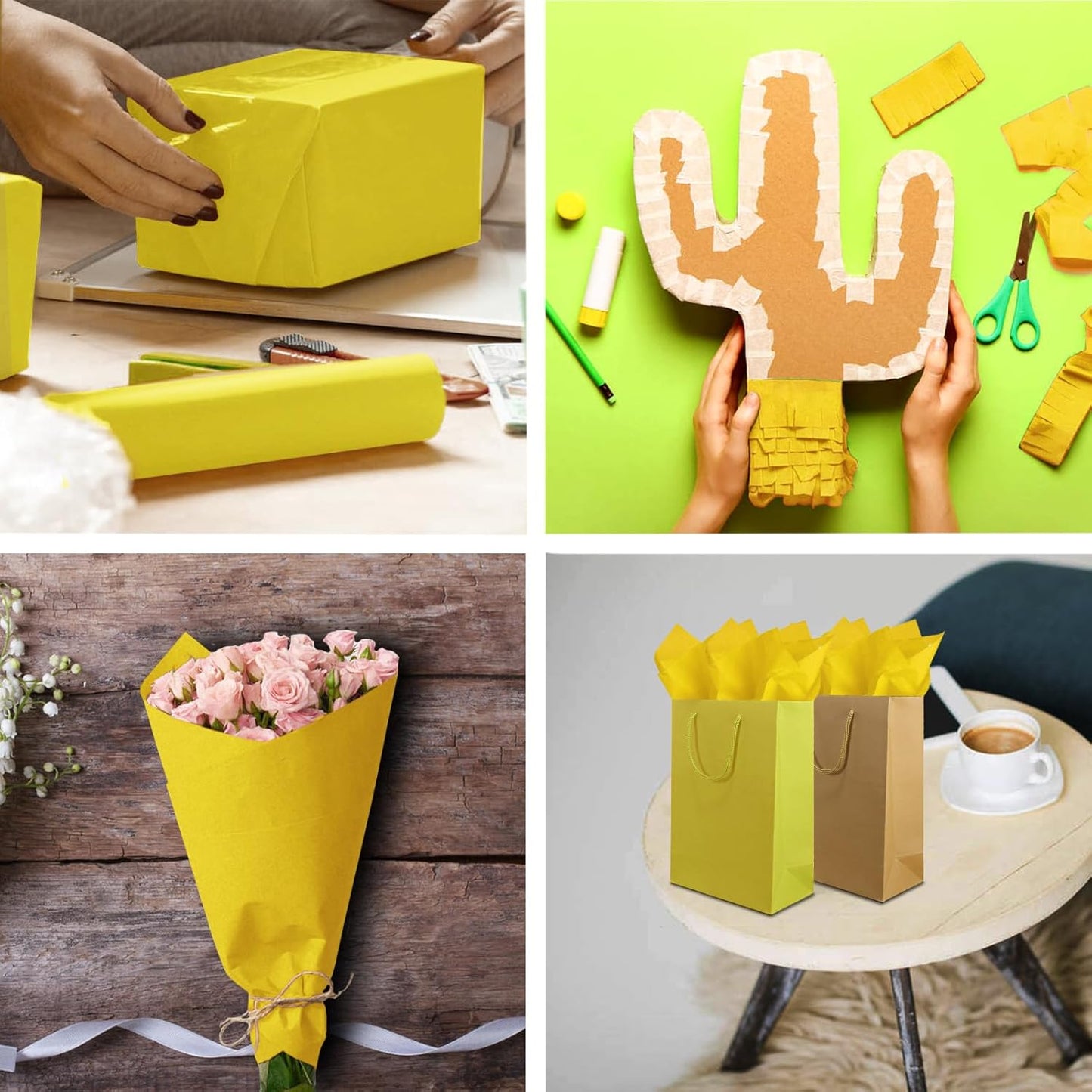 100 Sheets Yellow Tissue Paper 20x14 Inches Tissue Paper for Gift Bags Wrapping Paper Bulk for DIY Crafts Birthday Baby Shower Festival Holidays Decorative