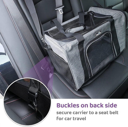 Wakytu TSA & Airline Approved Soft Pet Carrier for Cats/Dogs,17.7x11x8.3 | 3 entrances & 5 vents, waterproof rip-stop, anti-escape locks, padded strap,plane underseat,cat dog carrier