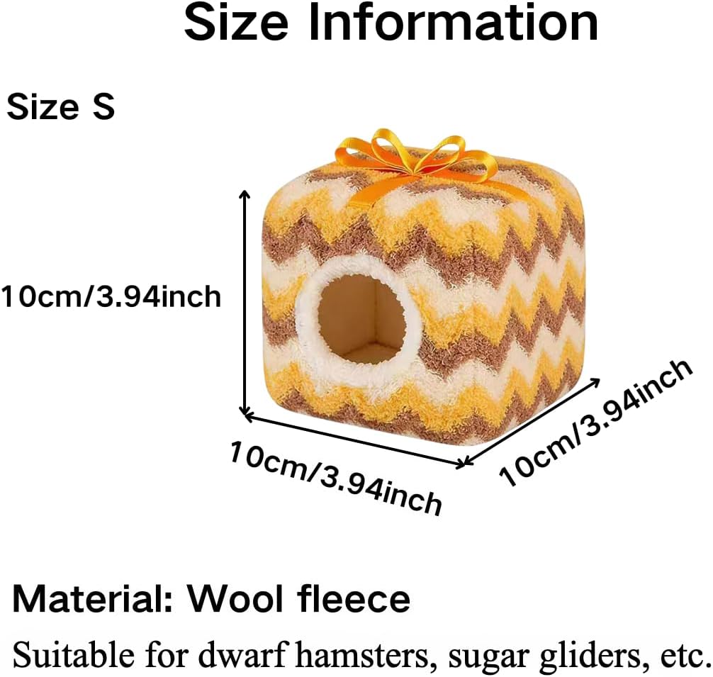 Rat Hamster Warm Bed House Cusion Fleece Hut Cute Toy Nest for Mini Small Animal Mice, Sugar Glider, Dwraf Hamster (Yellow,Small)