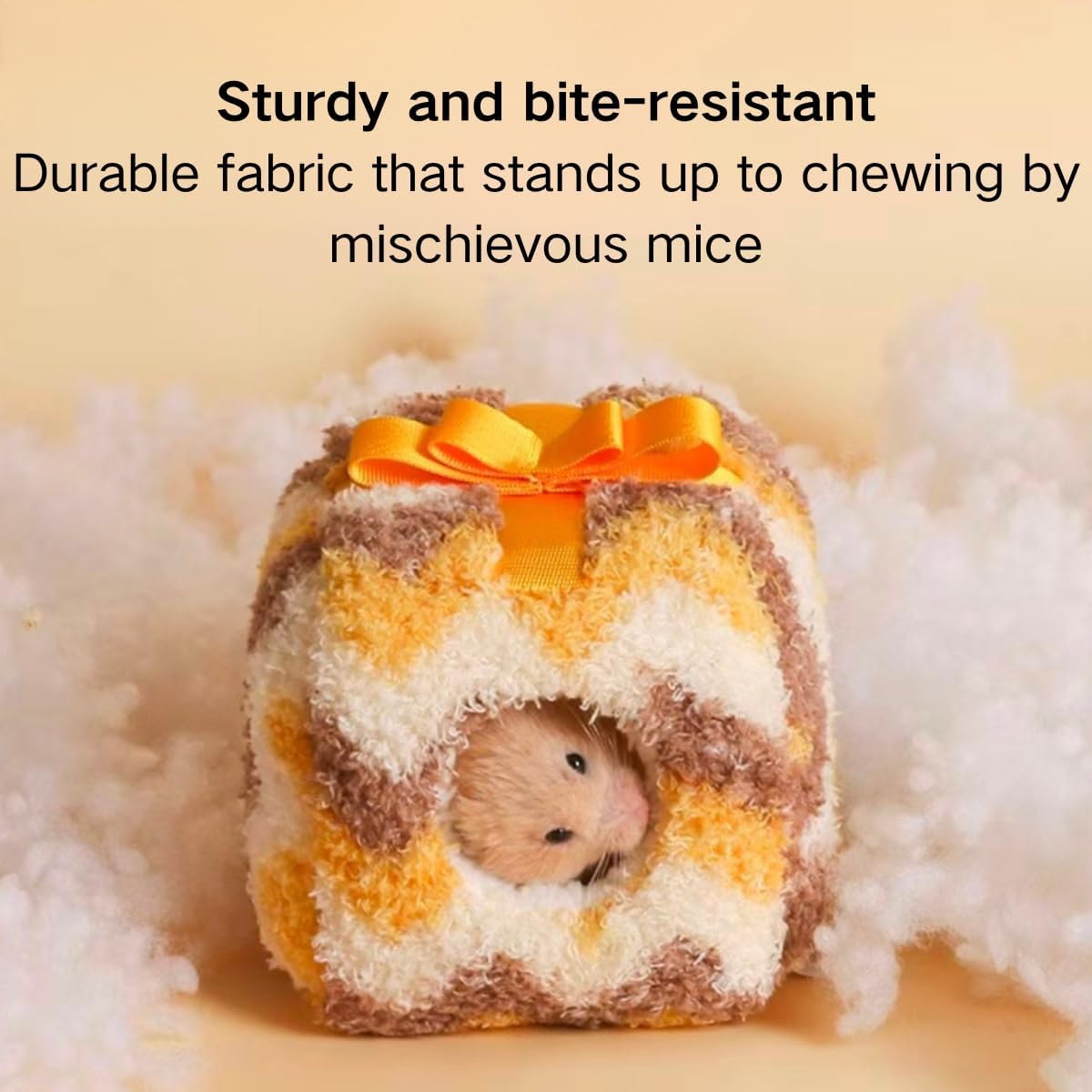 Rat Hamster Warm Bed House Cusion Fleece Hut Cute Toy Nest for Mini Small Animal Mice, Sugar Glider, Dwraf Hamster (Yellow,Small)