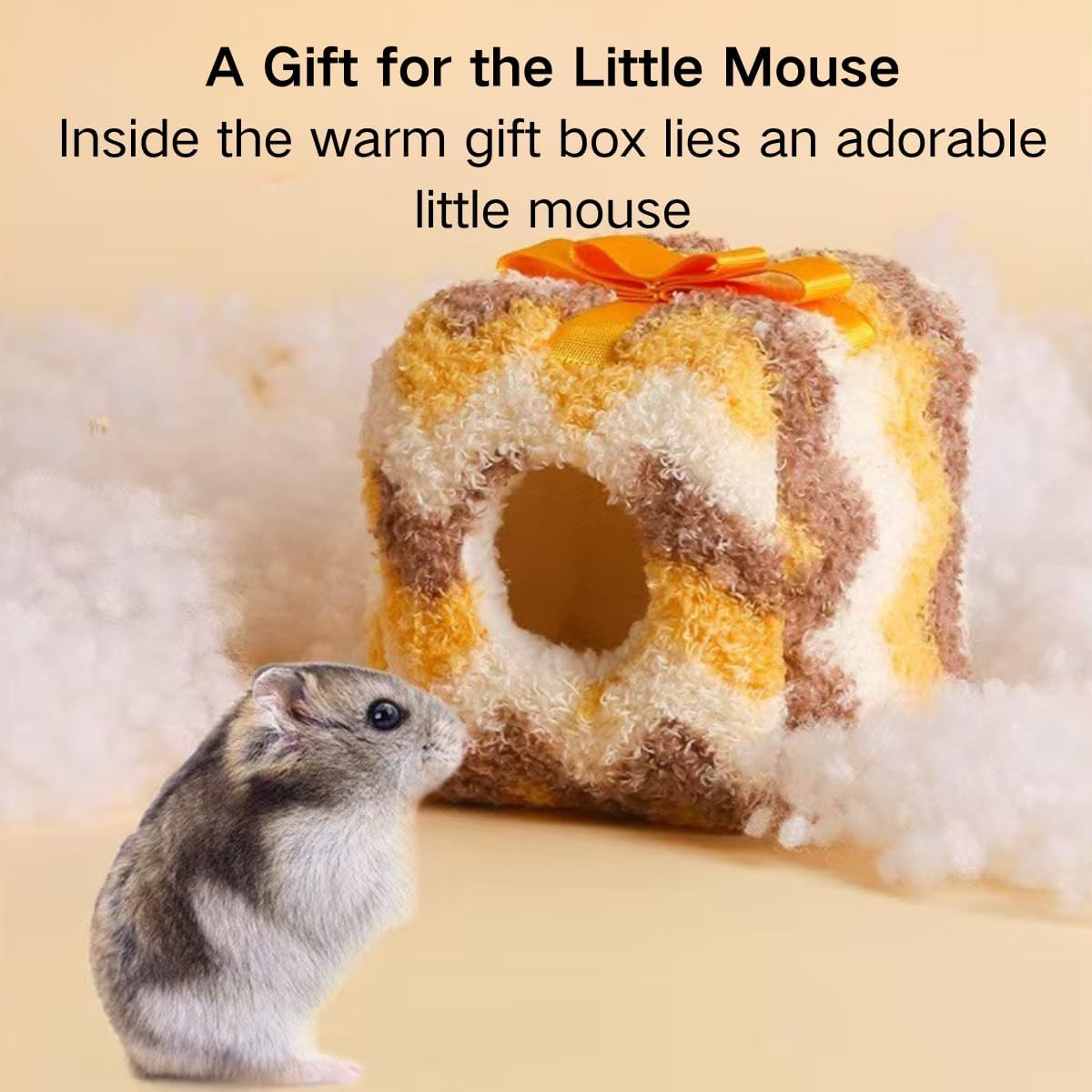 Rat Hamster Warm Bed House Cusion Fleece Hut Cute Toy Nest for Mini Small Animal Mice, Sugar Glider, Dwraf Hamster (Yellow,Small)