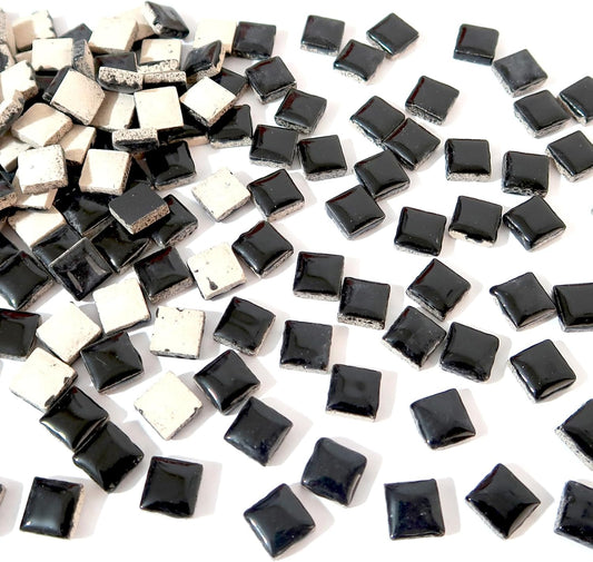 100 Pieces Square Mosaic Tiles for Crafts Bulk, Ceramic Mosaic Pieces 16 Colors Ceramic Mosaic Tile, 12mm Stained Mosaic Ceramic Tiles for Mosaic Projects Home Decor - Yellow Mosaic Tiles