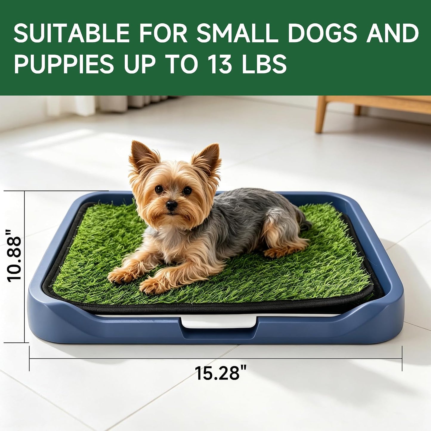 2Pack 18"x14" Artificial Dog Grass Potty Pad with Tray Woven Backing | Yellow Reusable Washable Pee Pad Holder, Portable Non-Slip Training Litter Box for Small Dogs Indoor Potty Training