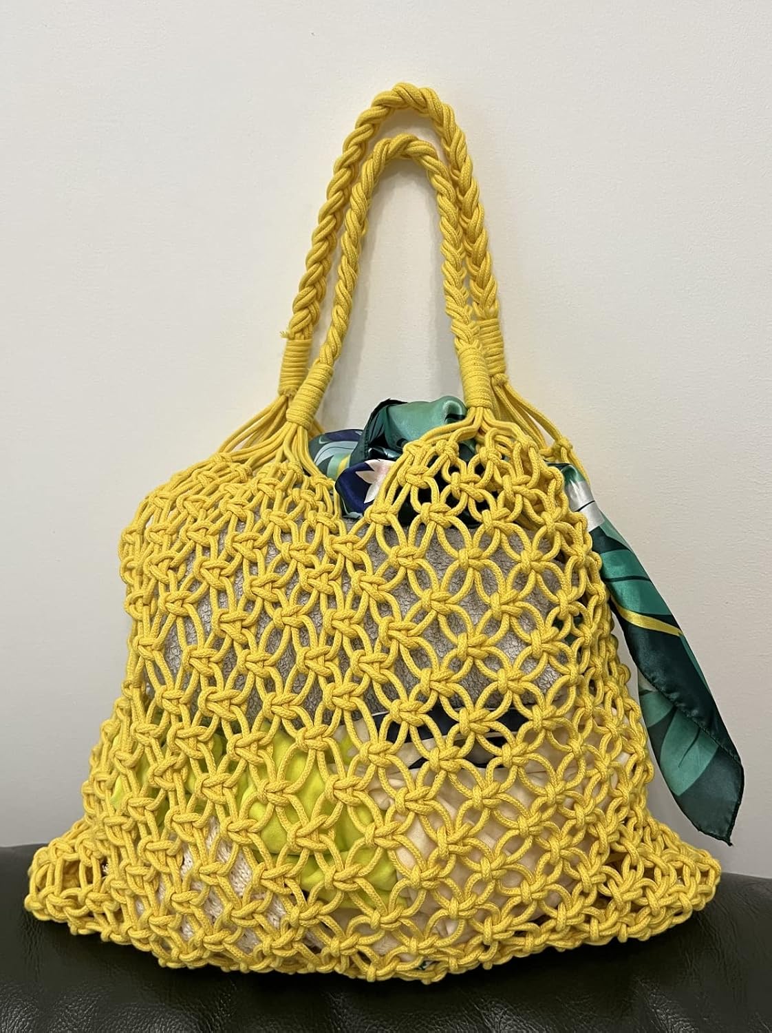 Cotton Rope Travel Beach Fishing Net Handbag Shopping Woven Shoulder Bag for Women