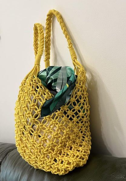Cotton Rope Travel Beach Fishing Net Handbag Shopping Woven Shoulder Bag for Women