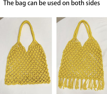 Cotton Rope Travel Beach Fishing Net Handbag Shopping Woven Shoulder Bag for Women