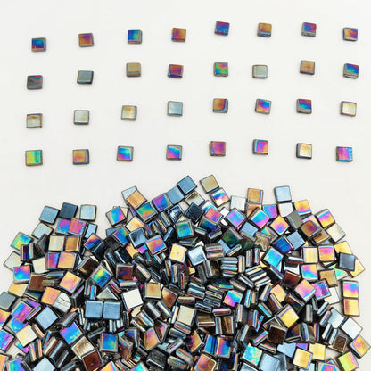500g/1.1LB Iridescent Ice Jade Glass Mosaic Tiles, 560 Pieces, 2/5 Inch Square Stained Mosaic Tiles for DIY Crafts, Home/Outdoor Mosaic Decoration (Yellow-IA98)
