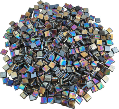 500g/1.1LB Iridescent Ice Jade Glass Mosaic Tiles, 560 Pieces, 2/5 Inch Square Stained Mosaic Tiles for DIY Crafts, Home/Outdoor Mosaic Decoration (Yellow-IA98)