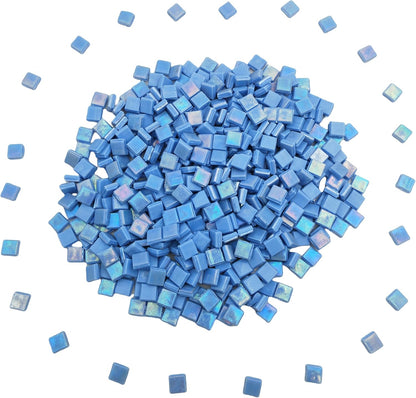 500g/1.1LB Iridescent Ice Jade Glass Mosaic Tiles, 560 Pieces, 2/5 Inch Square Stained Mosaic Tiles for DIY Crafts, Home/Outdoor Mosaic Decoration (Yellow-IA98)