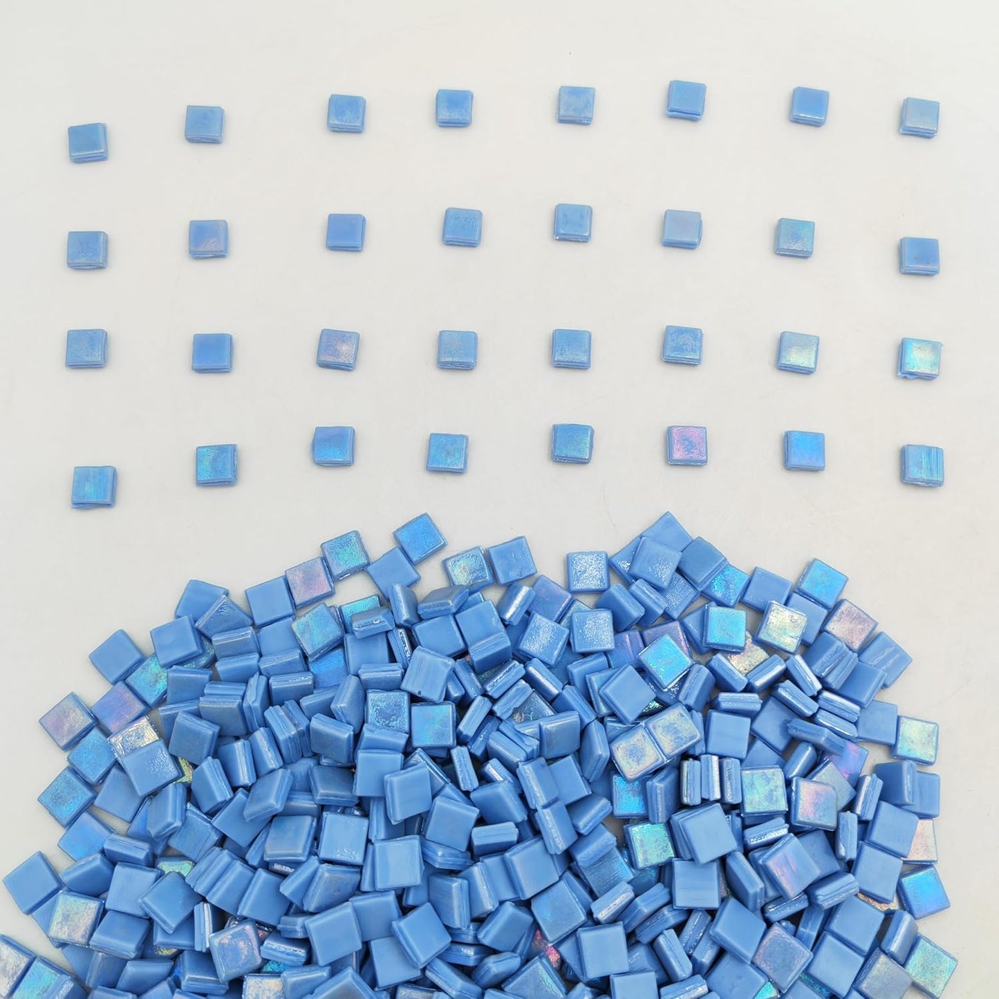 500g/1.1LB Iridescent Ice Jade Glass Mosaic Tiles, 560 Pieces, 2/5 Inch Square Stained Mosaic Tiles for DIY Crafts, Home/Outdoor Mosaic Decoration (Yellow-IA98)