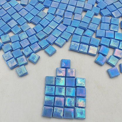 500g/1.1LB Iridescent Ice Jade Glass Mosaic Tiles, 560 Pieces, 2/5 Inch Square Stained Mosaic Tiles for DIY Crafts, Home/Outdoor Mosaic Decoration (Yellow-IA98)
