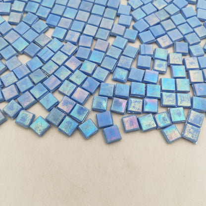 500g/1.1LB Iridescent Ice Jade Glass Mosaic Tiles, 560 Pieces, 2/5 Inch Square Stained Mosaic Tiles for DIY Crafts, Home/Outdoor Mosaic Decoration (Yellow-IA98)