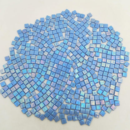 500g/1.1LB Iridescent Ice Jade Glass Mosaic Tiles, 560 Pieces, 2/5 Inch Square Stained Mosaic Tiles for DIY Crafts, Home/Outdoor Mosaic Decoration (Yellow-IA98)