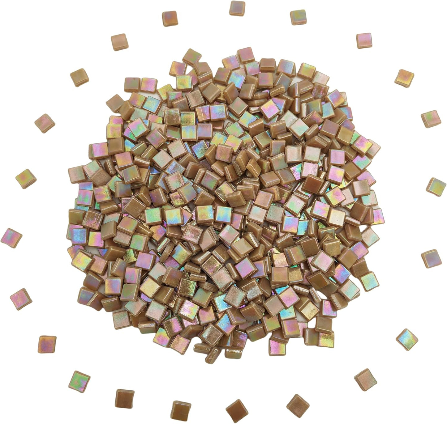 500g/1.1LB Iridescent Ice Jade Glass Mosaic Tiles, 560 Pieces, 2/5 Inch Square Stained Mosaic Tiles for DIY Crafts, Home/Outdoor Mosaic Decoration (Yellow-IA98)