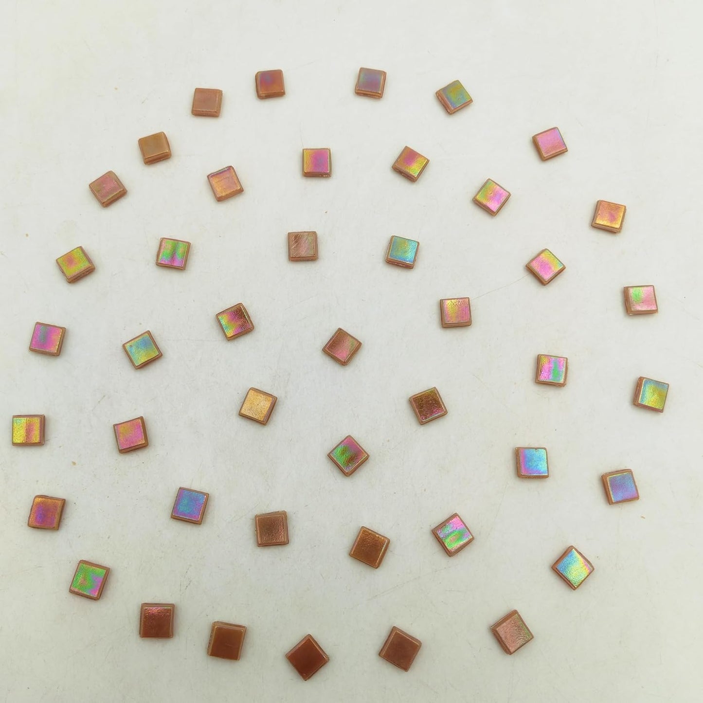 500g/1.1LB Iridescent Ice Jade Glass Mosaic Tiles, 560 Pieces, 2/5 Inch Square Stained Mosaic Tiles for DIY Crafts, Home/Outdoor Mosaic Decoration (Yellow-IA98)
