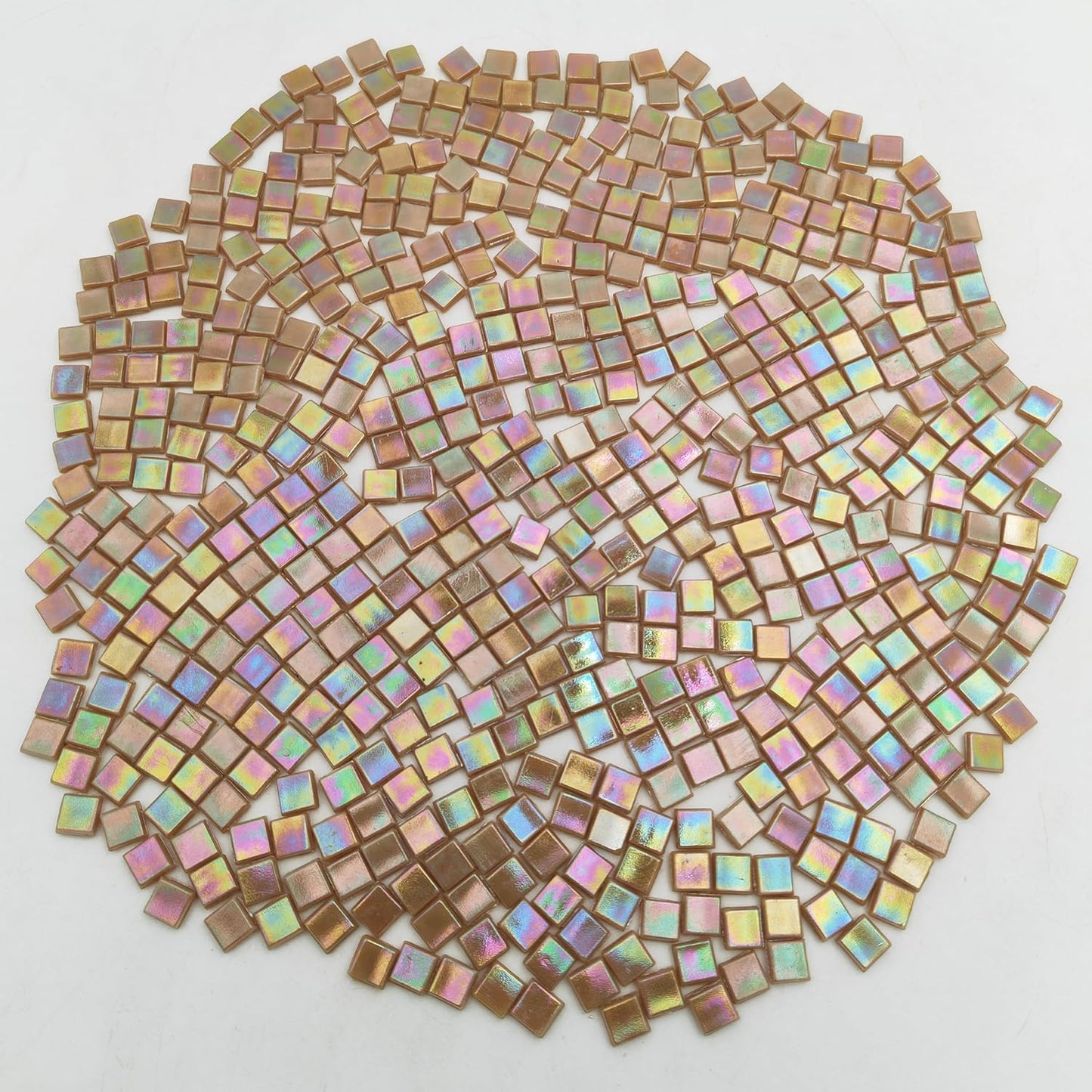 500g/1.1LB Iridescent Ice Jade Glass Mosaic Tiles, 560 Pieces, 2/5 Inch Square Stained Mosaic Tiles for DIY Crafts, Home/Outdoor Mosaic Decoration (Yellow-IA98)