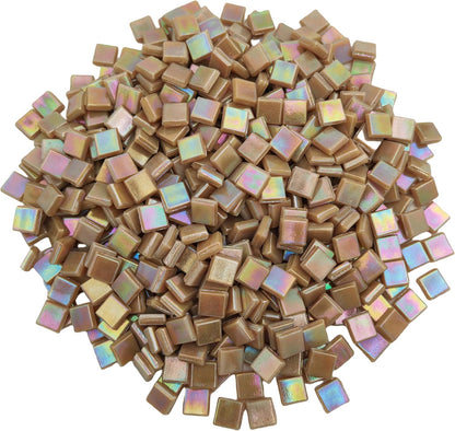 500g/1.1LB Iridescent Ice Jade Glass Mosaic Tiles, 560 Pieces, 2/5 Inch Square Stained Mosaic Tiles for DIY Crafts, Home/Outdoor Mosaic Decoration (Yellow-IA98)