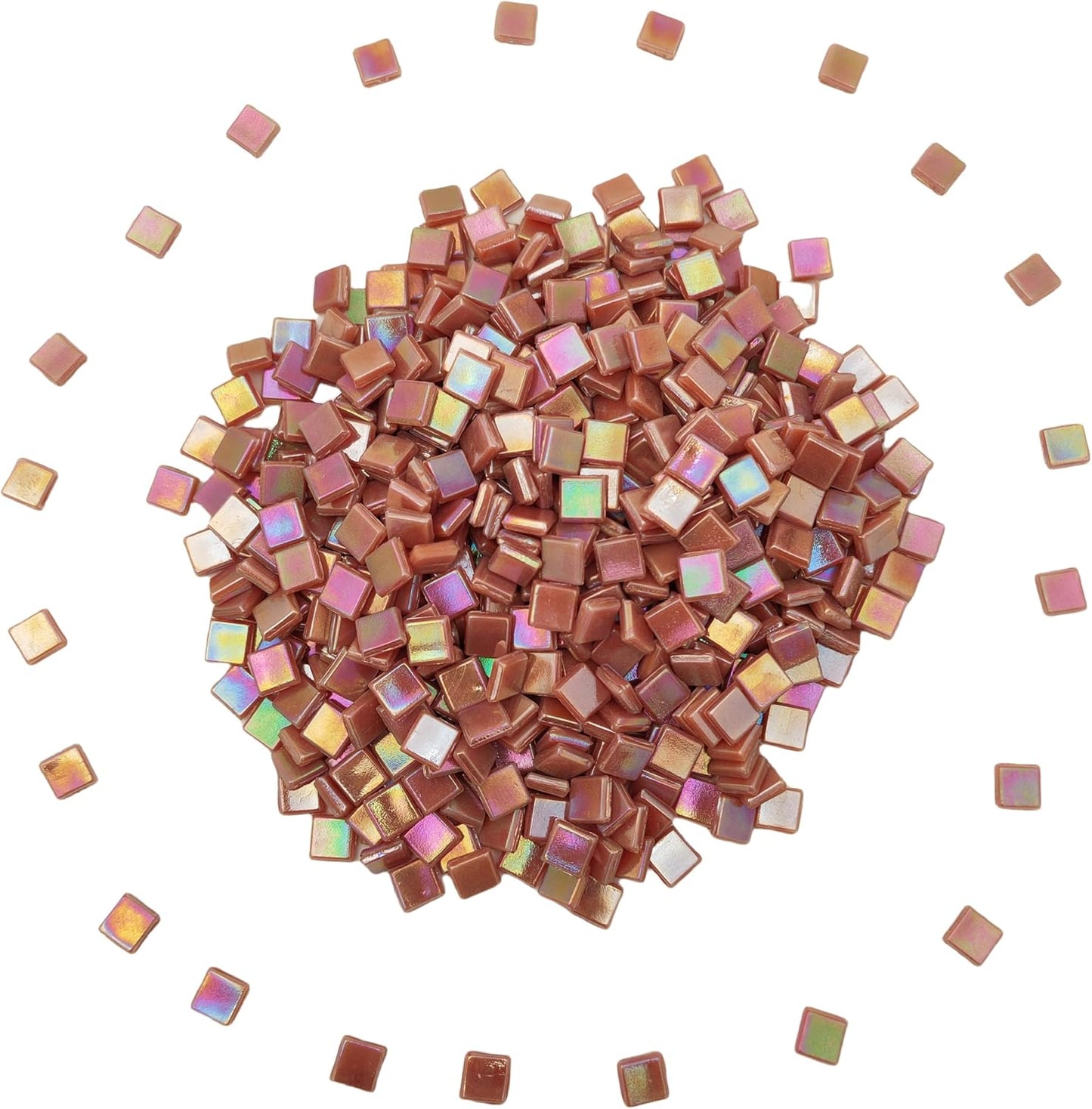 500g/1.1LB Iridescent Ice Jade Glass Mosaic Tiles, 560 Pieces, 2/5 Inch Square Stained Mosaic Tiles for DIY Crafts, Home/Outdoor Mosaic Decoration (Yellow-IA98)