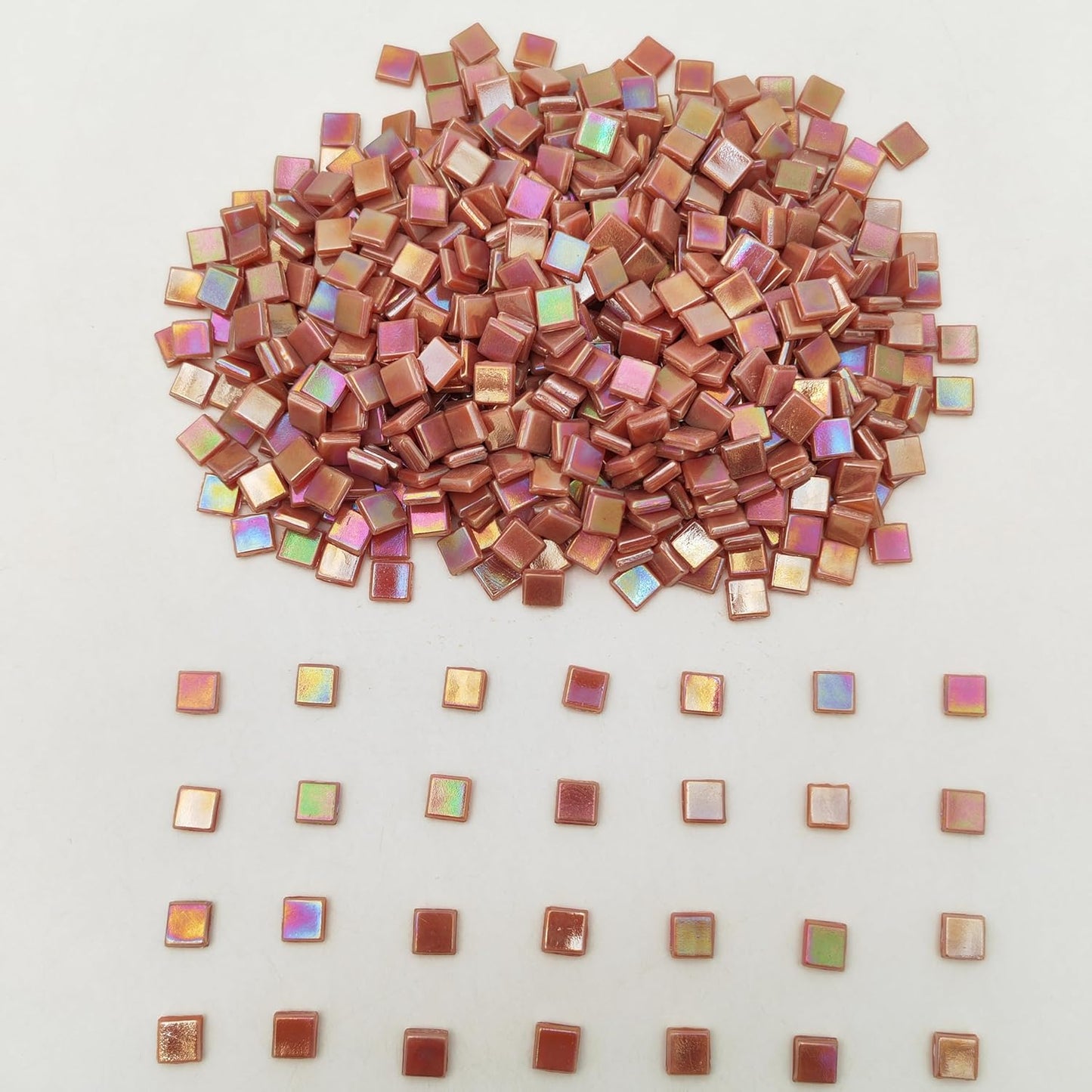 500g/1.1LB Iridescent Ice Jade Glass Mosaic Tiles, 560 Pieces, 2/5 Inch Square Stained Mosaic Tiles for DIY Crafts, Home/Outdoor Mosaic Decoration (Yellow-IA98)