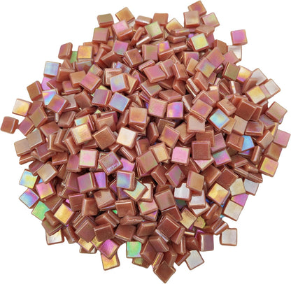500g/1.1LB Iridescent Ice Jade Glass Mosaic Tiles, 560 Pieces, 2/5 Inch Square Stained Mosaic Tiles for DIY Crafts, Home/Outdoor Mosaic Decoration (Yellow-IA98)