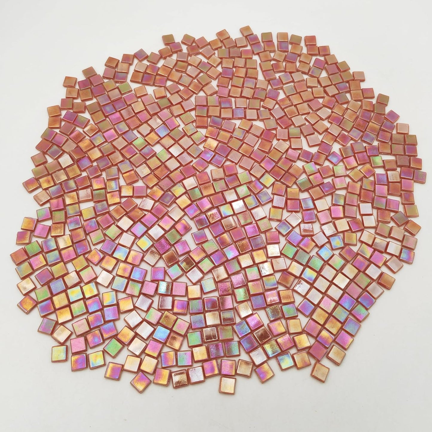 500g/1.1LB Iridescent Ice Jade Glass Mosaic Tiles, 560 Pieces, 2/5 Inch Square Stained Mosaic Tiles for DIY Crafts, Home/Outdoor Mosaic Decoration (Yellow-IA98)