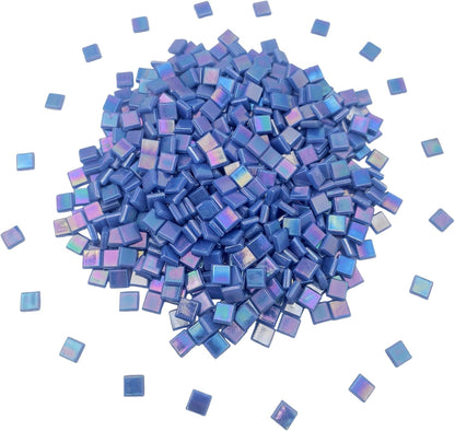 500g/1.1LB Iridescent Ice Jade Glass Mosaic Tiles, 560 Pieces, 2/5 Inch Square Stained Mosaic Tiles for DIY Crafts, Home/Outdoor Mosaic Decoration (Yellow-IA98)