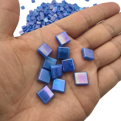 500g/1.1LB Iridescent Ice Jade Glass Mosaic Tiles, 560 Pieces, 2/5 Inch Square Stained Mosaic Tiles for DIY Crafts, Home/Outdoor Mosaic Decoration (Yellow-IA98)