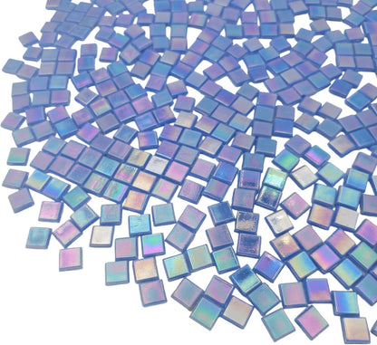500g/1.1LB Iridescent Ice Jade Glass Mosaic Tiles, 560 Pieces, 2/5 Inch Square Stained Mosaic Tiles for DIY Crafts, Home/Outdoor Mosaic Decoration (Yellow-IA98)