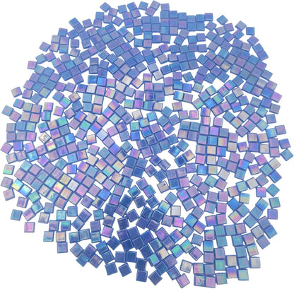 500g/1.1LB Iridescent Ice Jade Glass Mosaic Tiles, 560 Pieces, 2/5 Inch Square Stained Mosaic Tiles for DIY Crafts, Home/Outdoor Mosaic Decoration (Yellow-IA98)
