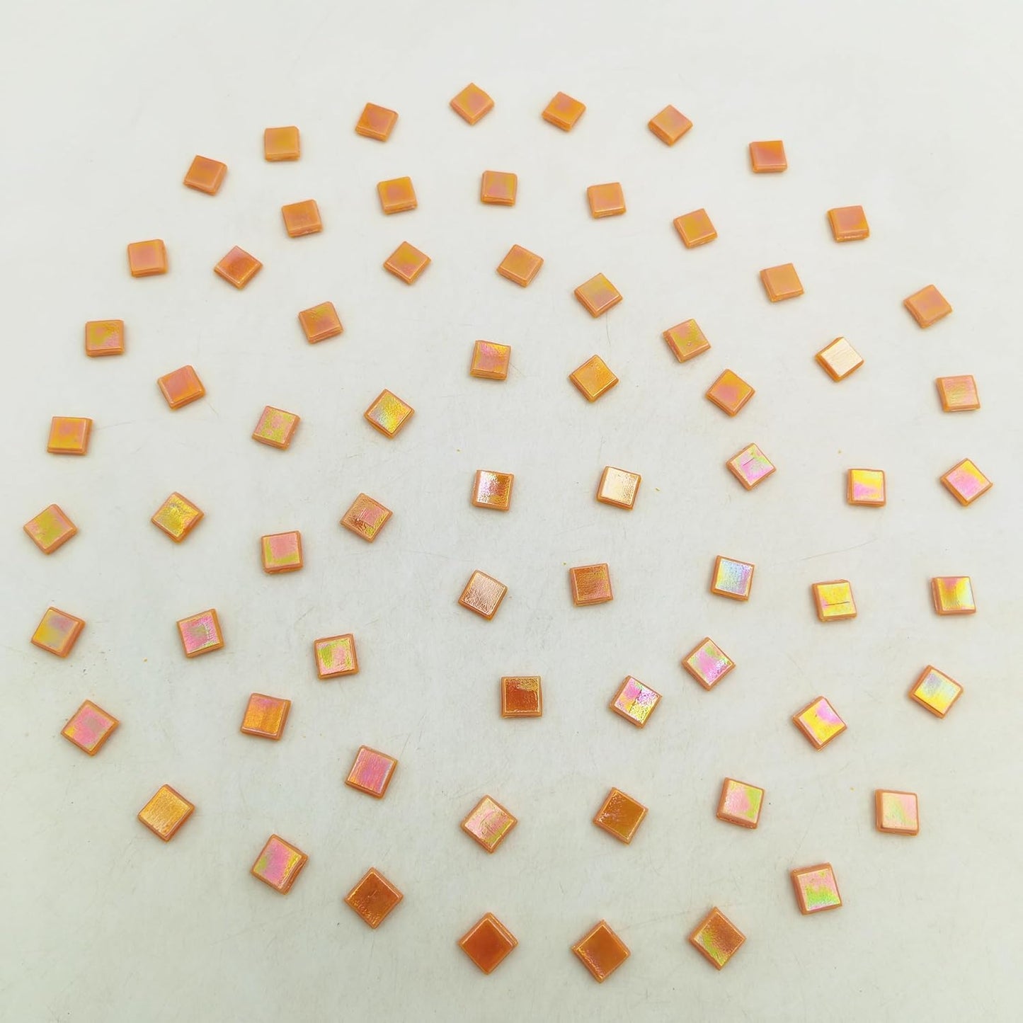 500g/1.1LB Iridescent Ice Jade Glass Mosaic Tiles, 560 Pieces, 2/5 Inch Square Stained Mosaic Tiles for DIY Crafts, Home/Outdoor Mosaic Decoration (Yellow-IA98)