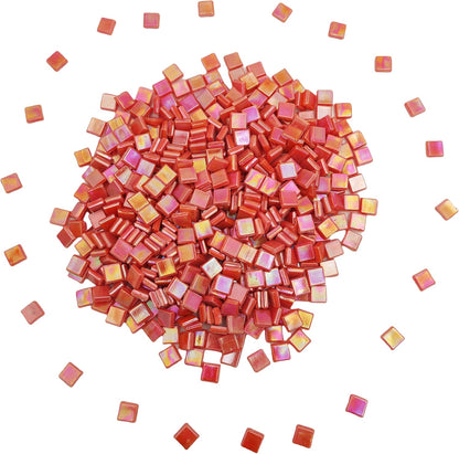 500g/1.1LB Iridescent Ice Jade Glass Mosaic Tiles, 560 Pieces, 2/5 Inch Square Stained Mosaic Tiles for DIY Crafts, Home/Outdoor Mosaic Decoration (Yellow-IA98)